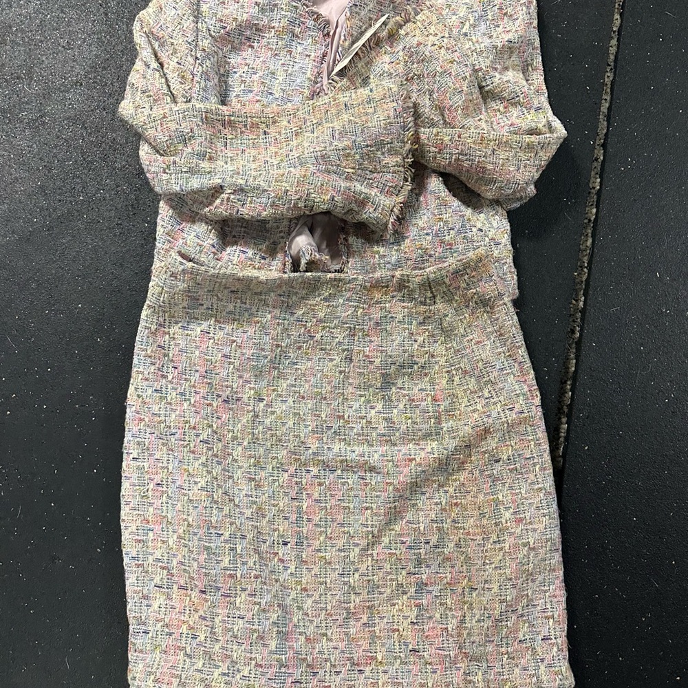 VINTAGE NEW Multicolor Tweed Skirt and Jacket Set